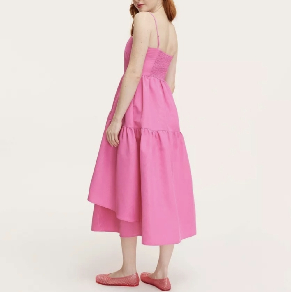 Kate Spade Tiered Ruffle Midi Fit & Flare Pocket Dress PINK - Picture 2 of 6